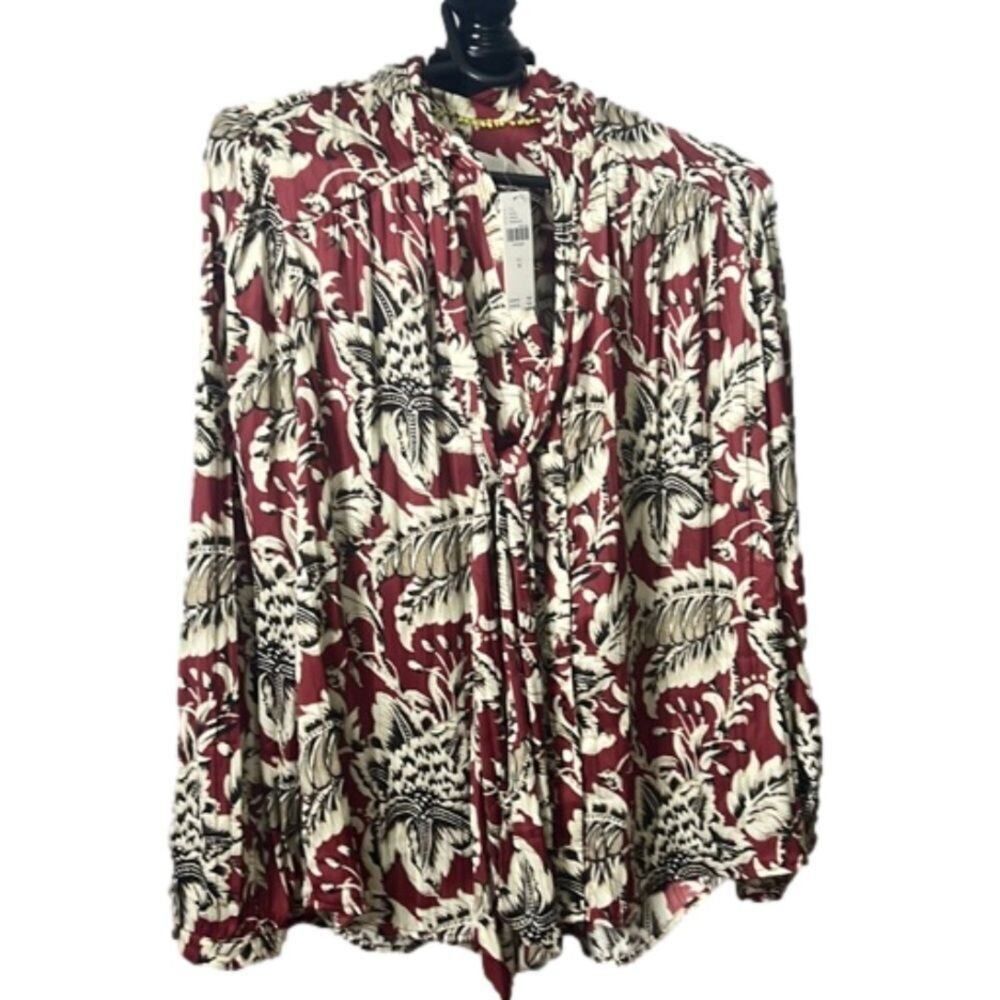 BY ANTHROPOLOGIE TIE NECK COLOURFUL BLOUSE NWT SIZE M